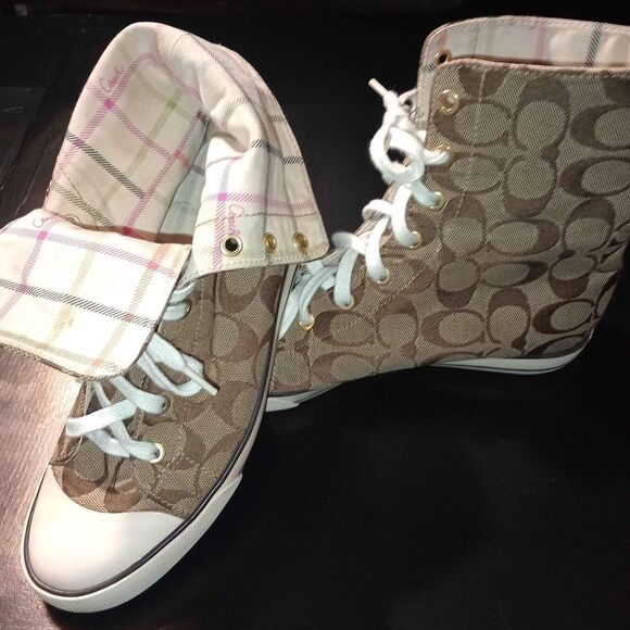 coach hightop canvas sneakers size 8 1/2 - Picture 4 of 6